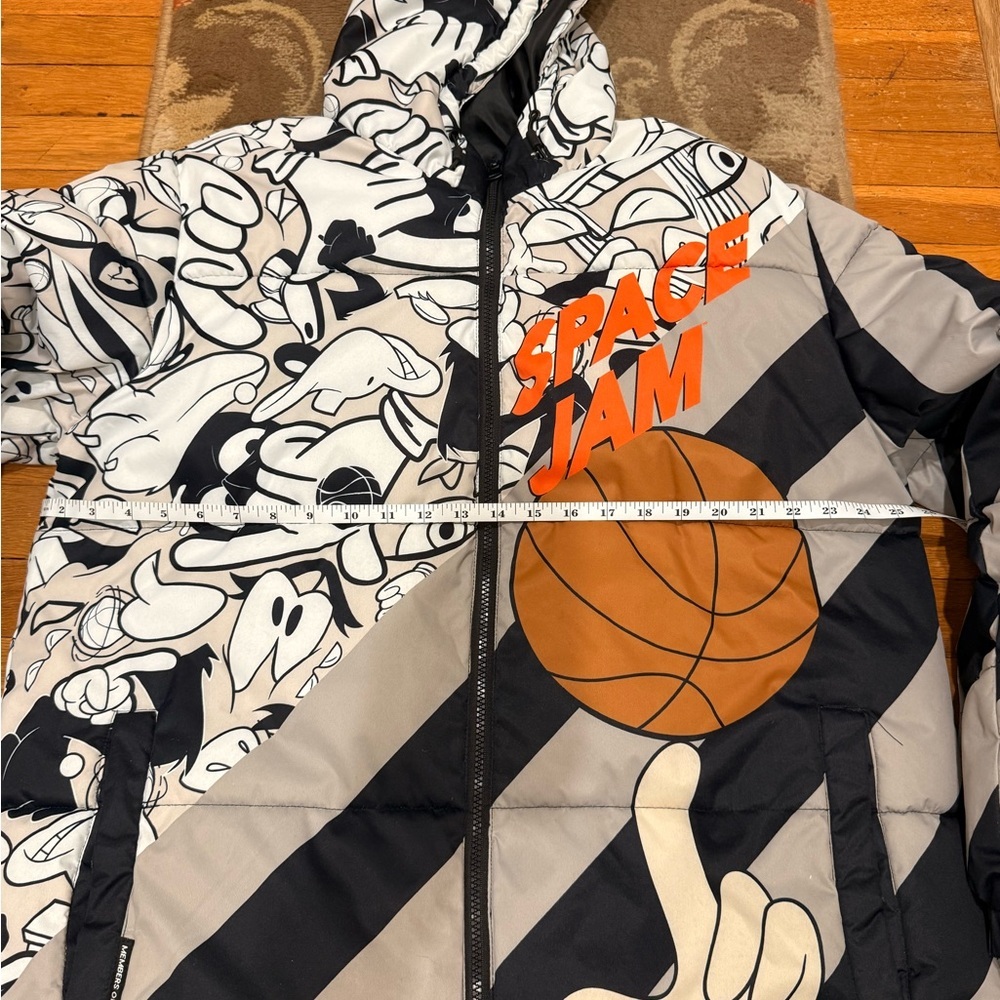 Members Only Space Jam Puffer Jacket - Black, White, and Orange - Picture 9 of 10
